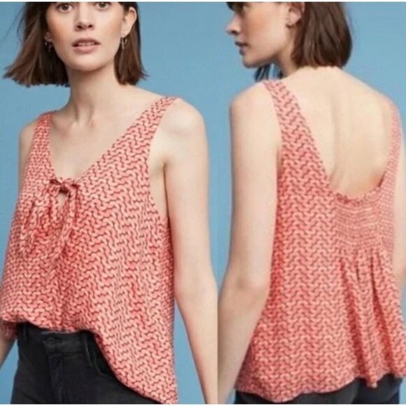 Maeve Tops - Anthropologie‎ Maeve Verena Tie Front Sleeveless Top Size Medium Pink/Red Boho